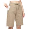 WILLIT Pantaloncini da donna in cotone, pantaloni lunghi da yoga, lunghezza al ginocchio, per allenamento estivo, 10, con tasche, fiocchi d'avena, L