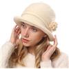 Huakunda Donne Cappello A Maglia Invernale Caldo Vintage con Accento Fiore Beanie cap Morbido Cappello A Secchiello Invernale (IT, Testo, Taglia Unica, Beige)
