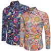 QZH.DUAO Camicia da Uomo Stile Discoteca Anni '70, Casual, Motivo Cachemire, Floreale, Vintage, a Maniche Lunghe e a Maniche Corte