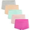 INNERSY Boxer Ragazza, 8-10 Anni, Grigio, Verde, Rosso Rosato, Rosa, Beige