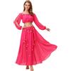 Baisdan Costume da donna per danza del ventre, top corto con gonna in chiffon per danza del ventre, abiti per carnevale