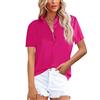 NONSAR - Camicetta da donna, elegante, a maniche lunghe, con colletto alto, da ufficio, casual, Maniche corte rosa.