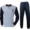 Navigare Pigiama Uomo Cotone Jersey Manica Lunga Misure comode conformate calibrate Colori Grigio e Blu 2141274B (56, Grigio Melange)