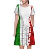 POCUK Colosseo romano bandiera italiana vestito a maniche corte da donna moda estiva formale cravatta in vita viaggio data festa