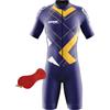 FFFF & OLFEH Tuta da Triathlon da Uomo Trisuit a Maniche Corte Traspirante Asciugatura Rapida, MTB Body Trisuit Cycling Skinsuit per Nuoto Ciclismo e Corsa, con imbottitura in gel