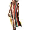 Gienslru Vestito Estivi Donna 2026 Lino Vestiti Lungo Boho Chic Maniche Corte Scollo a V Abito Maxi Abitos Vintage Caftano con Tasche Taglie Forti Curvy Dress per Spiaggia Vacanza Moda Vestitos Elegante