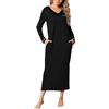 Demegimi Camicia da Notte Donna in Cotone Manica Lunga con Scollo a V Camicie da Notte Donna Lunghe Invernali