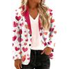 Generic Giacca da donna in velluto a coste con stampa a cuore rosa, per San Valentino, a maniche lunghe, con bottoni, per abbigliamento romantico casual e sportivo