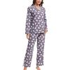 CHUNG Pigiama da donna in cotone spazzolato, a maniche lunghe, con bottoni, pantaloni in flanella, biancheria da notte accogliente e caldo, per l'inverno, taglie forti
