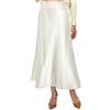 Vossmi Gonna Raso Lunga da Donna Vita Alta Elegante Elastico Gonna Satin Casual Midi Gonne A Linea Ufficio Seta Pieghe Skirt a Mezza Autunno Bianco,XL