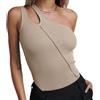BKEPDY Body Donna senza Maniche Asimmetrico Monospalla Bodysuit Costine Elasticizzato Contenitivo Modellante Outfit Estivi Elegante Casual