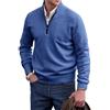 Berrynight Maglione di base della chiusura lampo del cachemire degli uomini, maglione degli uomini del quarto della zip, maglione girocollo di base degli uomini lavorati a maglia, Blu, 4XL