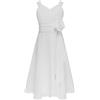 inlzdz Vestito Elegante da Ragazza Fiore Estivi Abiti Lunghi in Chiffon Festa Cerimonia Matrimonio Damigella Bambina Sposa Prima Comunione Battesimo Bianco 13-14 Anni