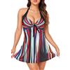 OAMENXI Costume Intero da Donna Taglia Grossa Retro Costumi da Bagno Stampato Costumi da Bagno con Shorts (XXL,Redbluestripe)