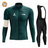 FFFF & OLFEH Abbigliamento Ciclismo Uomo Invernale Tuta da Ciclista Manica Lunga Completo MTB Bici,Maglia Bicicletta Termico Vello Giacca e Pantaloni Salopette con 9D Imbottiti Gel (E,XXL)