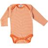 Cosilana, Body a maniche lunghe, 70% lana, 30% seta, Arancio striato, 50/56 cm