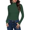 Cuptacc Maglia a maniche lunghe da donna, basic, a collo alto, a costine, tinta unita, slim fit, elasticizzata, morbida e confortevole, per casa, tempo libero