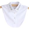 DNLKWGO Dickey - Mezza camicia con colletto finto e colletto finto con strass, staccabile, per donne e ragazze, Bianco 01, Taglia Unica
