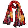 JWSilk Sciarpa lunga in seta Charmeuse Stampa artistica classica, Rosso, 63 x 17