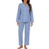 LUBOT Pigiama Donna in Cotone 100% Tessuto - Completo 2 Pezzi Manica Corta con Bottoni, Anti-Sgualcitura & Traspirante, per Notte e Casa
