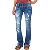 Generisch Jeans elasticizzati da donna, jeans a vita bassa, taglio in denim, elasticizzati, in cotone, casual, comodi, per il tempo libero, stile retrò, skinny denim, Blu, XL