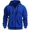 MakingDa Felpa con cappuccio da uomo con zip pullover con tasche a maniche lunghe con cerniera camicie con polsini felpa in pile tinta unita vestibilità regolare casual felpa con cappuccio top, Blu