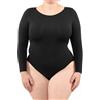 LEELA LAB Body Donna Taglie Forti Manica Lunga in Morbida Microfibra, Chiusura Regolabile, Realizzato con Tecnologia Seamless Senza Cuciture - Made in Italy (Black, XXXL)