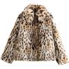 LIEROLYE Cappotto In Pelliccia Sintetica con Revers Leopardato da Donna e Bottoni Nascosti, Giacca Soffice e Calda(B - Leopard print,M)