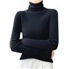 Niiyyjj Maglione da donna a collo alto 100% lana merino a maniche lunghe, Nero , L