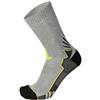 MICO Calza Trekking Unisex Active Travel Media Medium Weight Odor Zero X-Static, Linea Buon Camino, 100% Made in Italy - CA01510 (L, Grigio Melange/Giallo Fluo)