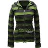 SHOPOHOLIC FASHION Giacca Outwear con Cappuccio Pixie a Righe Patchwork da Donna, Verde, 3XL