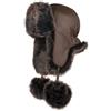 Futrzane Cappello Aviatore - Colbacco in Pelle con Pelliccia Sintetica da Donna (L, Marrone - Marrone Siberian)