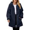 KBOPLEMQ Giacca in pile teddy da donna lunga, giacca teddy con cerniera hoodie con cappuccio, cappotto invernale da donna caldo in peluche soffice pile cappotto invernale giacca in peluche con tasche