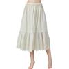 BEAUTELICATE Sottogonna Donna 100% Cotone Lunga sotto Gonna Sottoveste Mezza Gonna con Bordo in Pizzo Vita Elastica (Anglaise Lace - Beige - 80cm, S)