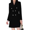 Dressnu Blazer da donna di media lunghezza, trench coat doppiopetto, giacca lunga da completo, Nero, M