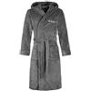 Di Vadini Florenz Accappatoio unisex con cappuccio, in pregiata microfibra, Öko-Tex Standard 100, colori e misure a scelta, XXS - 5XL, grigio scuro con logo dorato., 5X-Large