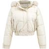 Generisch Giacca corta da donna con cappuccio in pelliccia sintetica - Giacca trapuntata senza pancia in stile bomber | Giacca invernale alla moda per un look alla moda