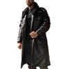 A&M Express Trench da uomo marrone scuro in vera pelle - Cappotto lungo con colletto in pelliccia di montone sintetico, Marrone scuro, 3XL