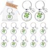 Photect Portachiavi Motivazionali Quadrifoglio Regalo di Ringraziamento Portachiavi Portafortuna con Etichetta Regalo di Ringraziamento e Sacchetto in Organza per Laurea(12,Glücksbringer)