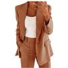 HEONSATI Completo Donna Elegante Autunnale Complete da Cerimonia Manica Lunga Casual Aperto Davanti Colletto Tailleur da Cocktail Eleganti Completo da Lavoro Blazer E Pantaloni Comoda Set Ufficio