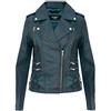 Infinity Leather Giacca da Moto Verde retrò in Pelle 100% Nappa da Donna S