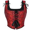 Wikoan Corsetto da Donna Top in Stile Gotico Bustino in Stile Principessa,Nero-Rosa,S