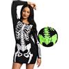 Spooktacular Creations Donne Nero Scheletro Bagliore nel Costume Scuro Vestito per Adulti Halloween Dress Up Party Cosplay