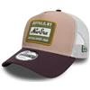 New Era Berretto Regolabile da Camionista Chiusura Snapback Rete Visiera Curva Toppa Cappellino 1920 Beige Marrone