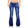 Generico Jeans da Donna Eleganti Jeans Donna Vita Bassa a Gamba Larga Lavoro Pantaloni Denim con Tasconi Comodo Pants Basic Estivo Pantalone e Ragazza Streetwear Casual Pantaloni