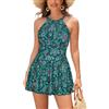 SHEKINI Elegante costume da bagno intero da donna, con schiena scoperta, stile retrò, per il controllo della pancia, costume da bagno da donna, Peris verde scuro, M