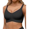 Horisun - Reggiseno senza cuciture a copertura totale, push-up senza ferretto per donna, bralette confortevole con scollo a V e supporto., nero, M