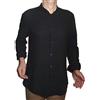 Fantasy Camicia Puro Lino Taglio Avvitato Slim Collo Coreana Manica Lunga Leggera Fresca Estiva Uomo Ragazzo (52, Nero)