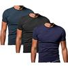 SalGiu Maglia Uomo Taglie Forti (3 Pezzi) Intima 100% Cotone Mezza Manica Girocollo Antisudore Estiva (5XL, Blu, Nera, Jeans)