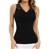 Lynclare Canottiera Modellante da Donna con Reggiseno Integrato, Modellante sulla Pancia, Canotta a Compressione in Pizzo con Scollo a V Dimagrante, Nero, XX-Large